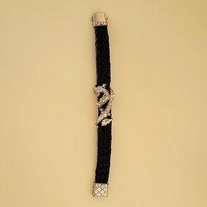John Hardy Naga Silver Dragon on Black Woven Bracelet